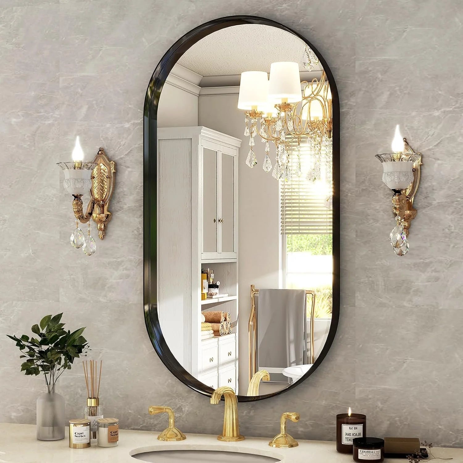 Deep Framed Oval Wall Mirror