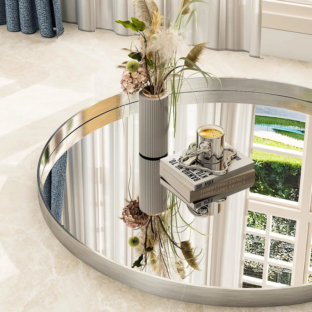 Round Wall Mirror with Metal Frame Deep Frame