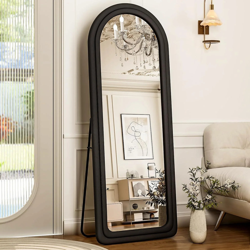 Arched Flannel Frame Floor Mirror