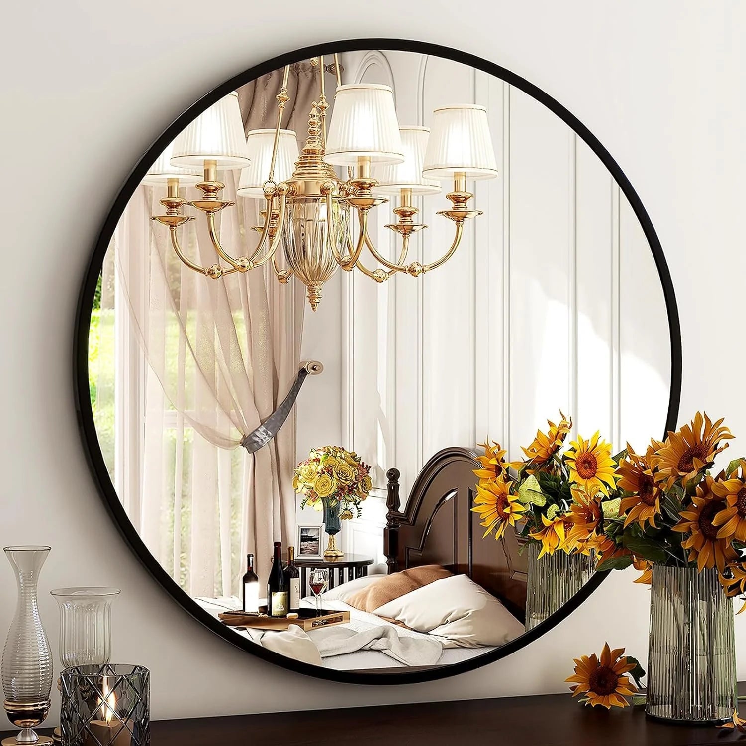 Aluminum Framed Round Mirror-20"