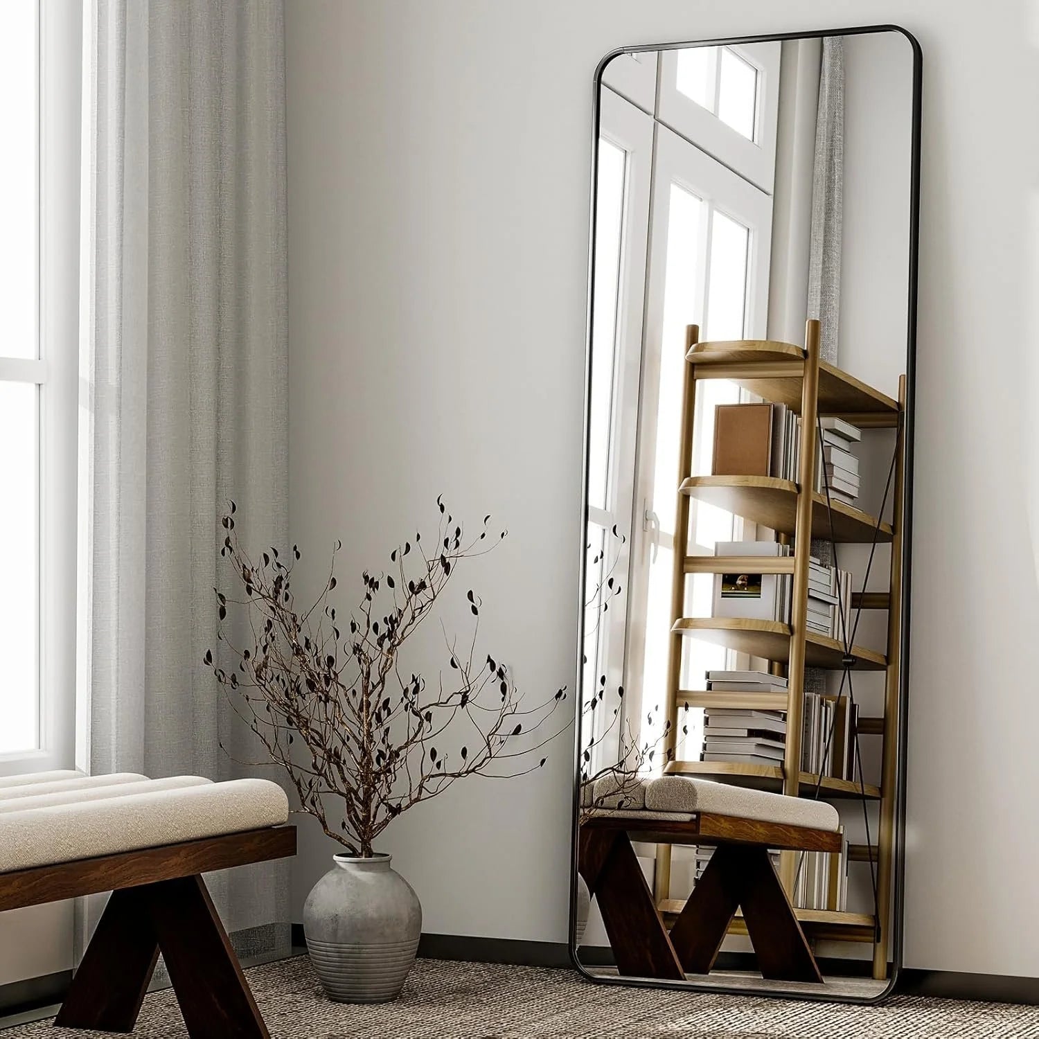 Rounded Corner Floor Mirror