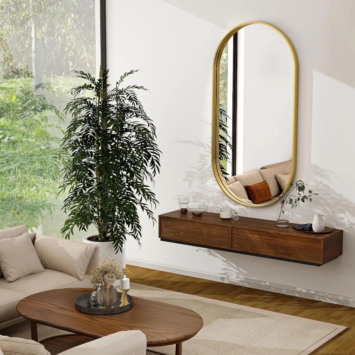 Deep Framed Oval Wall Mirror