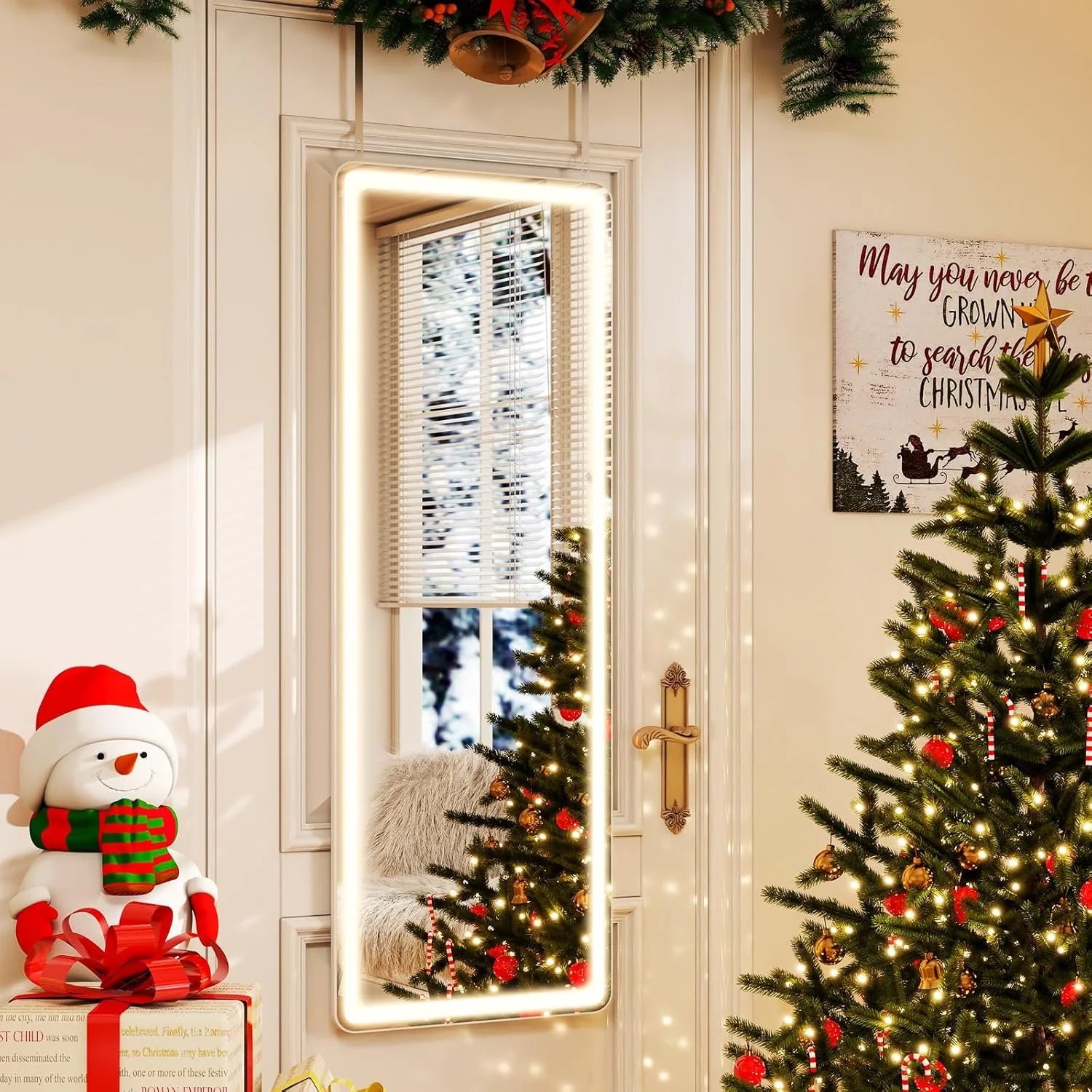 LED Door Hanging Full Length Mirror- 48"L x 16"W