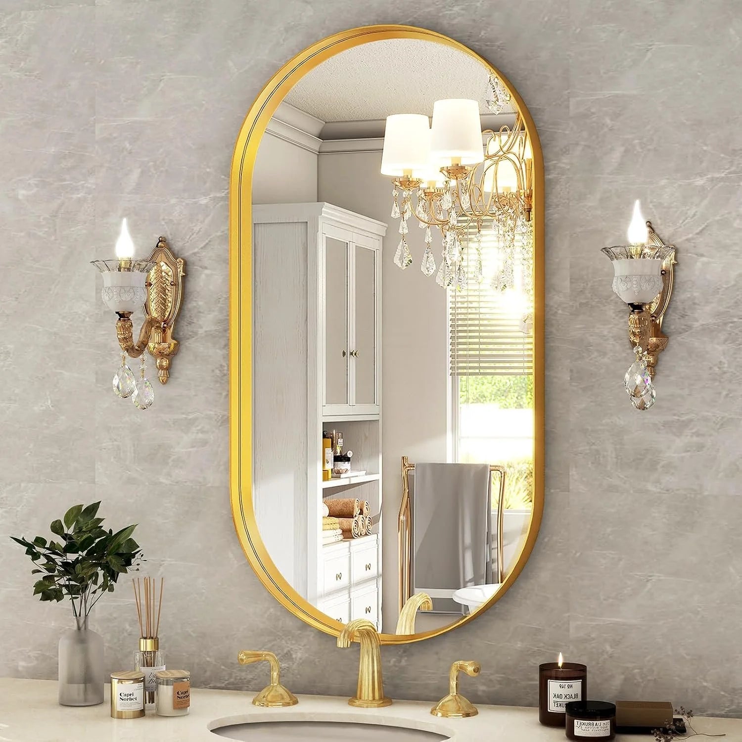 Deep Framed Oval Wall Mirror