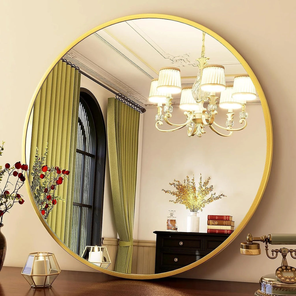 Aluminum Framed Round Mirror-20"