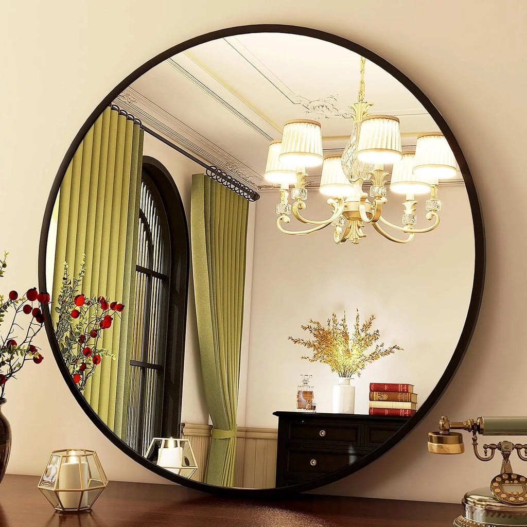 Aluminum Framed Round Mirror-20"