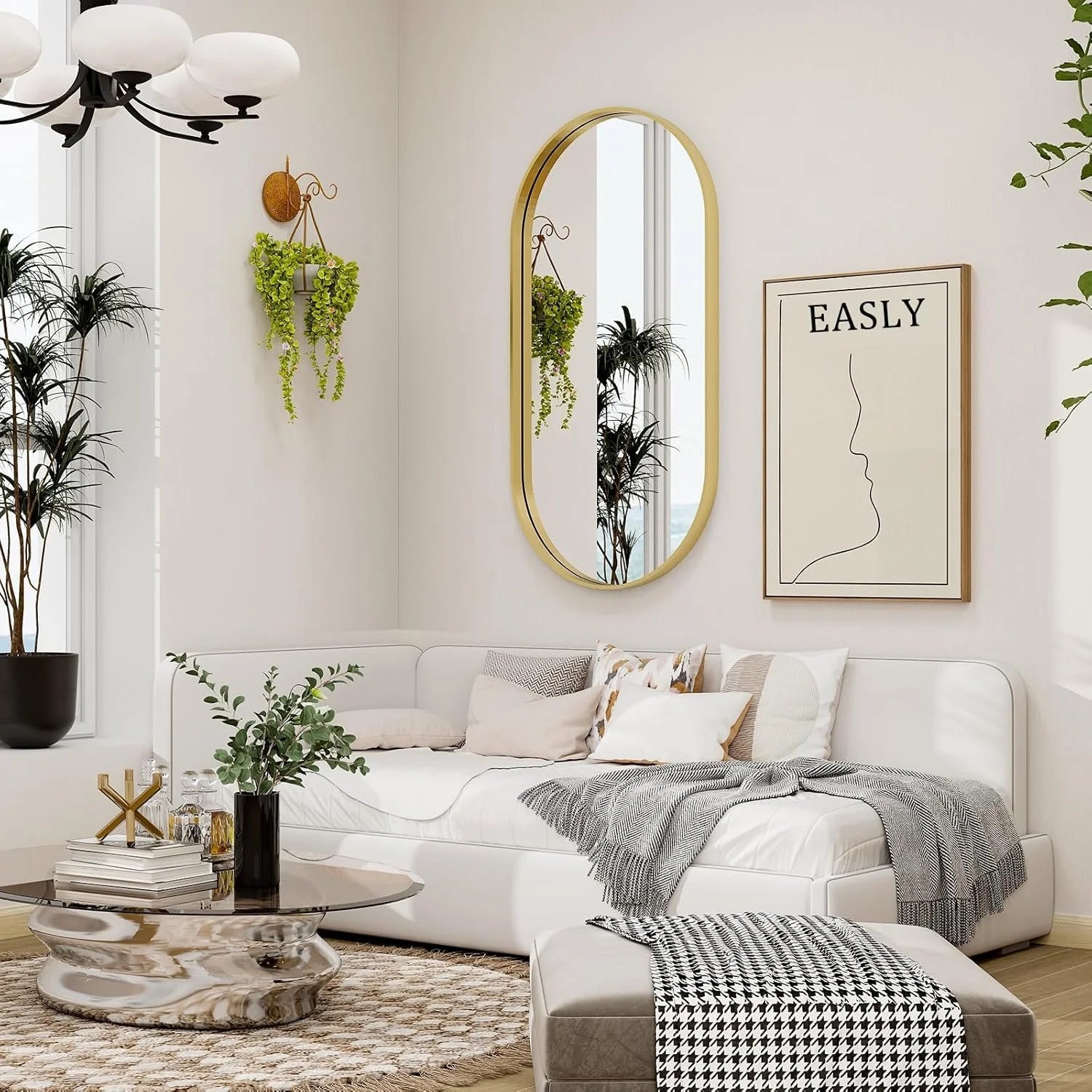 Deep Framed Oval Wall Mirror