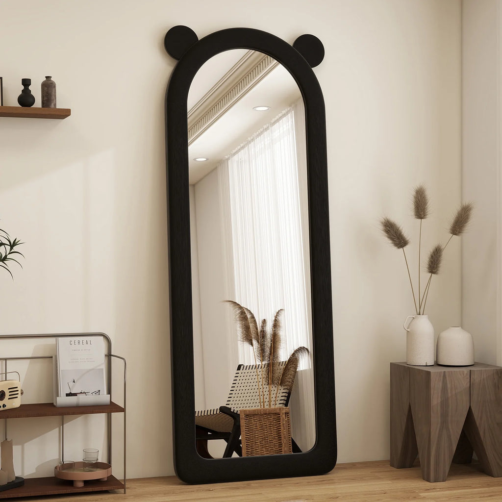 Arched Flannel Frame Floor Mirror