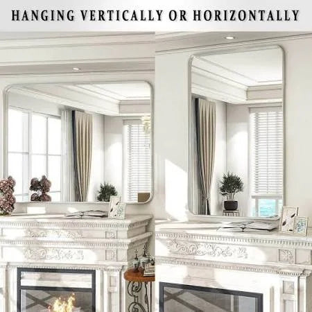 Rectangular Rounded Corners Aluminum Alloy Deep Framed Mirror Wall Mirror