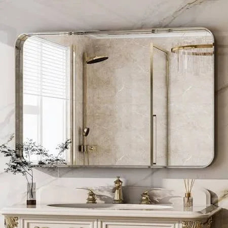 Rectangular Rounded Corners Aluminum Alloy Deep Framed Mirror Wall Mirror